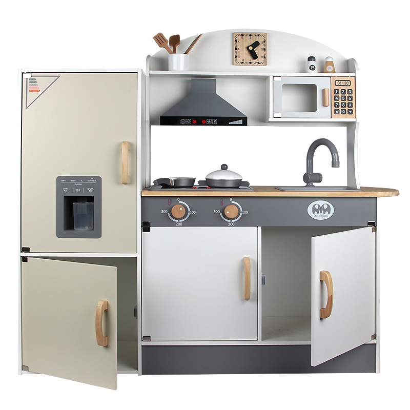 Toddler Hot-selling Children Salekitchen Stove Refrigerator Set Montesorri Wooden Cooking Kitchen Dolls For Girls Toys Factory 